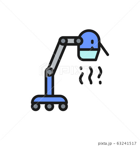 Stationary hood hair dryer, barber tool flat color line icon. Stationary hood hair dryer, barber tool flat color line icon. 63241517