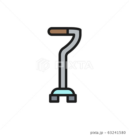 Walking stick, crutch, telescopic cane flat color line icon. 63241580