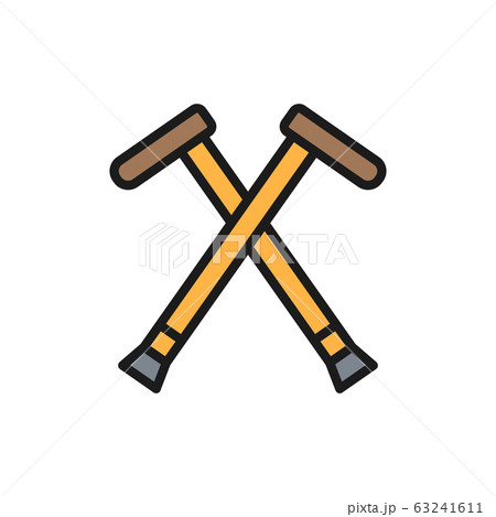 Crutches, walking sticks, crutch flat color line icon. Crutches, walking sticks, crutch flat color line icon. 63241611
