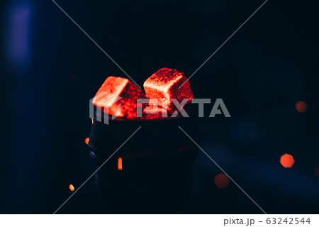 hot red coals with hookah in bowl for Shisha Smoking 63242544