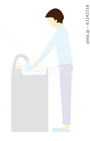 手を洗う男性の上半身イラストのイラスト素材