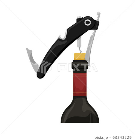 Modern hand corkscrew bartender opens a bottle of 63243229