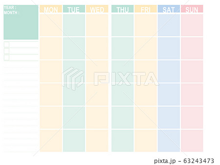 書きこみ式月間スケジュール　比率A4横 63243473