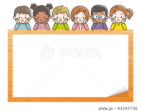 子供 頬杖 メッセージボードのイラスト素材 子供 頬杖 メッセージボードのイラスト素材