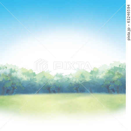 青空と芝生のイベント背景イラストのイラスト素材