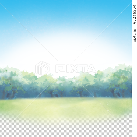 青空と芝生のイベント背景イラストのイラスト素材