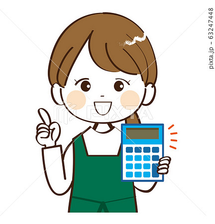 女性、店員、電卓、説明 63247448