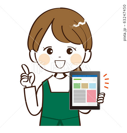 女性、店員、タブレット、説明 63247450