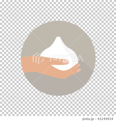 スキンケア・ハンドソープ・手洗いイメージ素材：女性の手とふわふわのクリーム状の泡 63249918