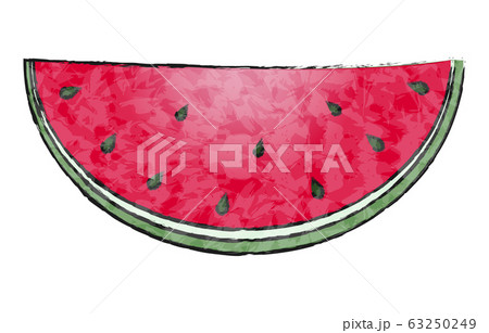 西瓜：大きなカットサイズ、透明水彩風 63250249