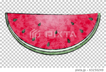 西瓜：大きなカットサイズ、透明水彩風 63250249