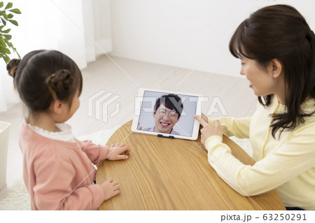 親子でビデオチャット　イメージ 63250291