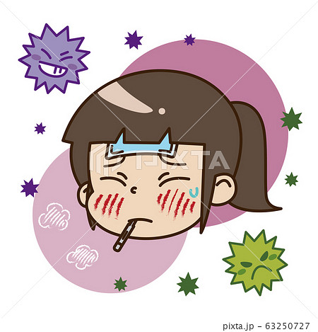 熱が出ている女の子とウイルス 熱が出ている女の子とウイルス 63250727