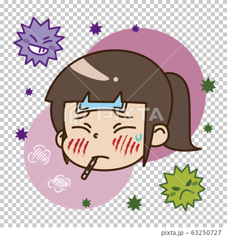 熱が出ている女の子とウイルス 熱が出ている女の子とウイルス 63250727