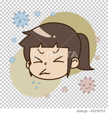 打噴嚏的女孩和房子的灰塵 63250731