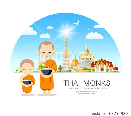 Thai Monks bowl and thai novice, of Buddhism tha 63252980
