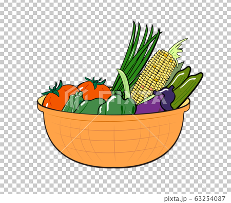 カゴに入った夏野菜のセットイラスト素材のイラスト素材