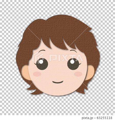 顔アイコン_女性_切り絵風 顔アイコン_女性_切り絵風 63255118