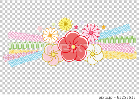 和柄のリボン風 束ね熨斗と菊の花 63255615
