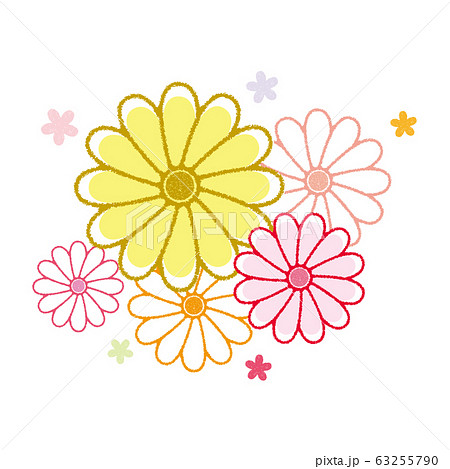スタンプ風 梅と菊の花のイラスト素材
