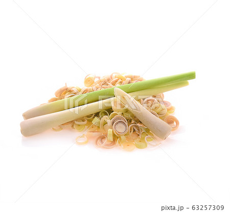 Fresh lemon grass ,slice on white background.herb. 63257309