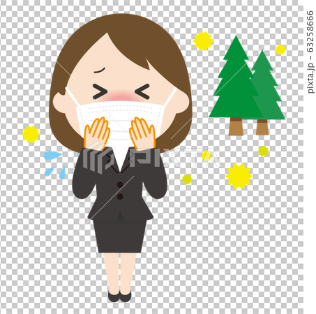 Woman, mask, pollen, cough Woman, mask, pollen, cough 63258666