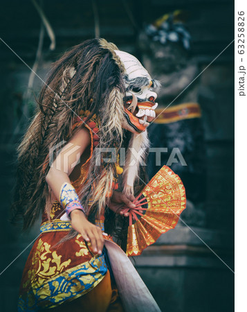 Dancer in traditional Balinese mask of demon 63258826