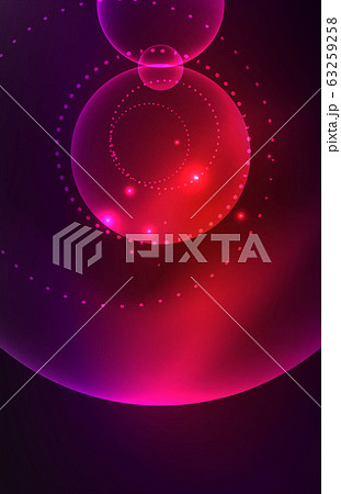Neon shiny transparent glowing circles with light effects. Techno futuristic vector abstract background For Wallpaper, Banner, Background, Card, Book Illustration, landing page 63259258