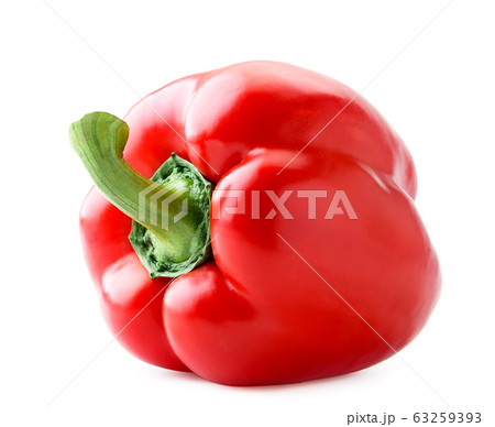 Red bell pepper lies on a white. Isolated 63259393