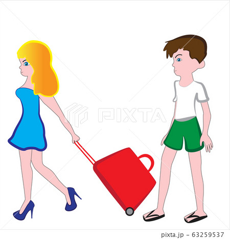 Tourists a boy and a girl. 63259537