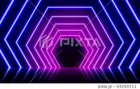 Neon glowing lines, magic energy space light concept, abstract background design 63260511
