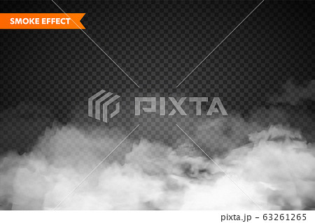 Realistic fog, mist effect. Smoke isolated on transparent background. Vector vapor in air, steam 63261265