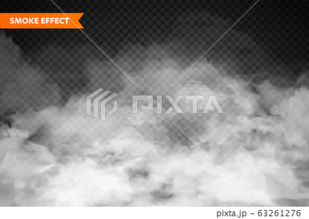 Realistic fog, mist effect. Smoke isolated on transparent background. Vector vapor in air, steam 63261276