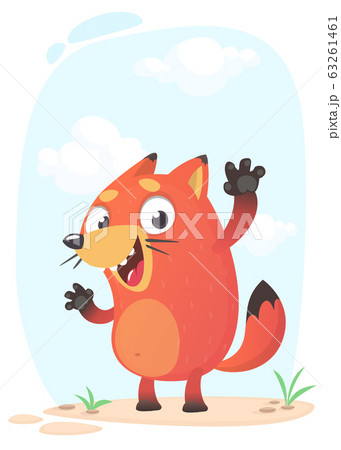 Cute funny fox excited. Vector illustration 63261461