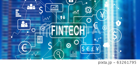 Fintech theme with downtown San Francisco skyline 63261795