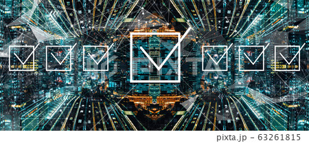 Checklist concept with abstract night cityscape 63261815