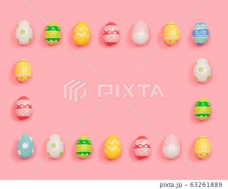 Rectangular frame of Easter eggs 63261889