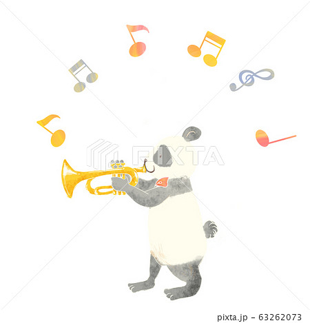 音楽を演奏する動物 パンダ トランペットのイラスト素材