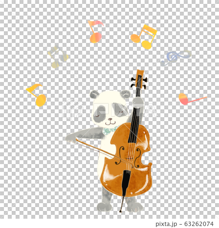 音楽を演奏する動物　パンダ　コントラバス 63262074