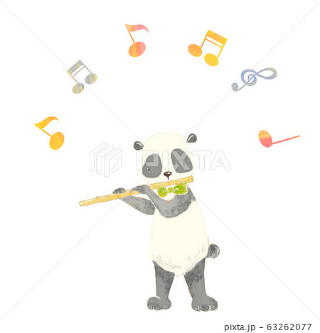 音楽を演奏する動物 パンダ フルートのイラスト素材