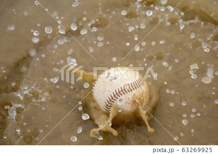 水たまりにボールが落下した瞬間 水たまりにボールが落下した瞬間 63269925