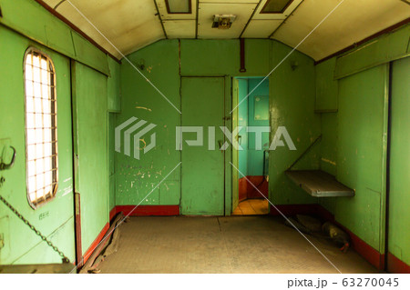 Interior of an old train carriage for transporting 63270045