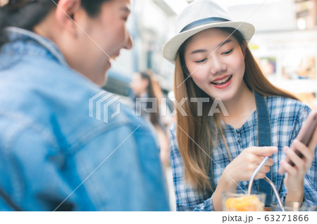 Young Asian female friends taking her vacation and 63271866