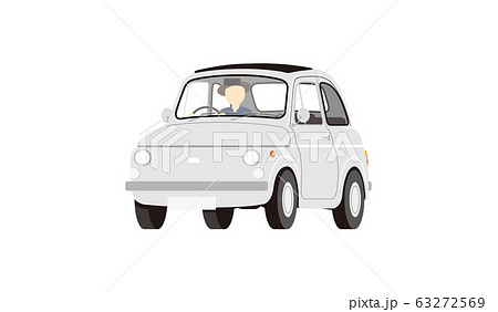 コンパクトカー 白 車 小型 運転のイラスト素材