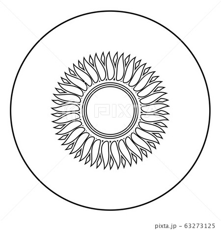 Sunflower flower Sun icon in circle round outline 63273125