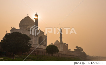 Taj Mahal reflected in Yamuna river Taj Mahal reflected in Yamuna river 63276600