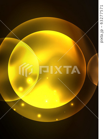 Glowing neon shiny transparent bubbles, glass circles or bio cell concept. Techno futuristic vector abstract background For Wallpaper, Banner, Background, Card, Book Illustration, landing page 63277571