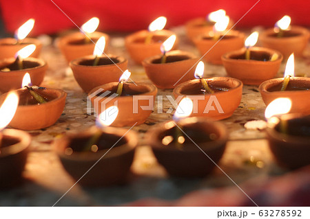 indian clay oil lamps, festival season 63278592