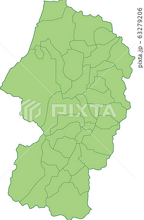 山形県の地図 市町村別のイラスト素材