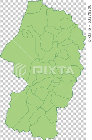 山形県の地図 市町村別のイラスト素材